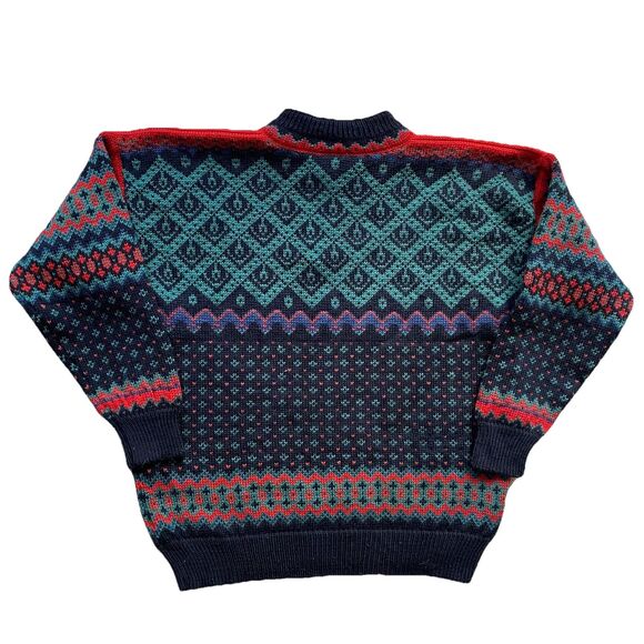 Dale Of Norway Medium Sweater Wool Clasp Black Red Green Christmas Fair Isle - Picture 3 of 8